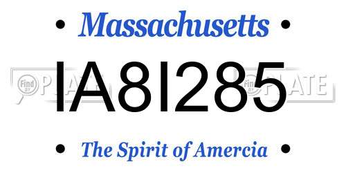 IA8I285 Massachusetts License Plate