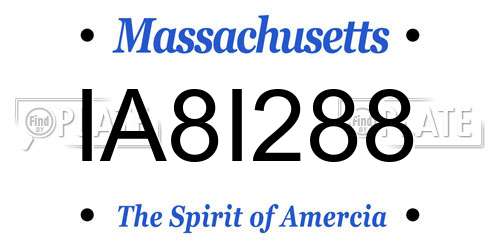 IA8I288 Massachusetts License Plate