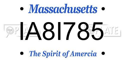 IA8I785 Massachusetts License Plate