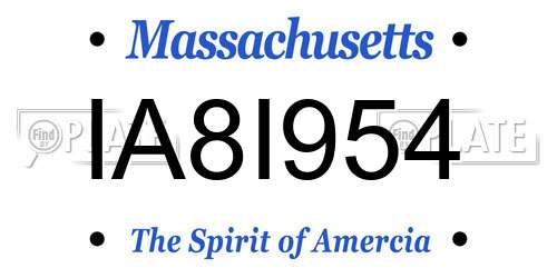 IA8I954 Massachusetts License Plate