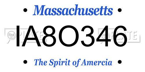 IA8O346 Massachusetts License Plate
