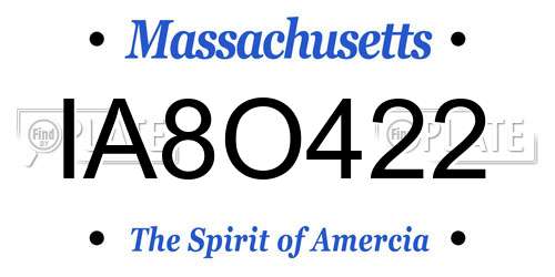 IA8O422 Massachusetts License Plate
