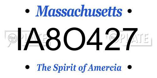 IA8O427 Massachusetts License Plate