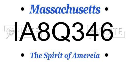 IA8Q346 Massachusetts License Plate