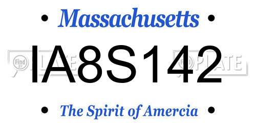 IA8S142 Massachusetts License Plate