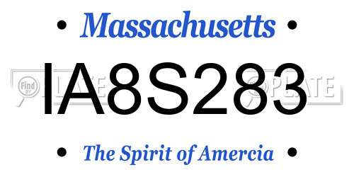 IA8S283 Massachusetts License Plate