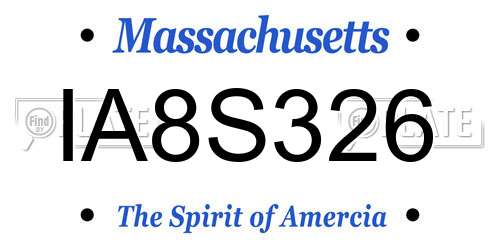IA8S326 Massachusetts License Plate