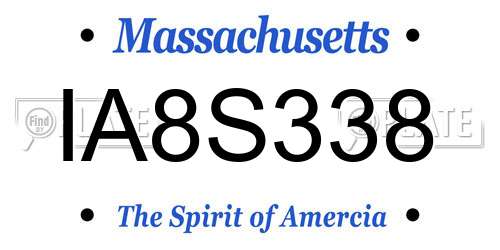 IA8S338 Massachusetts License Plate