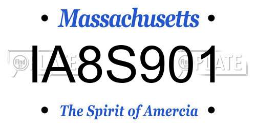 IA8S901 Massachusetts License Plate