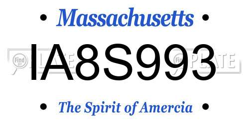 IA8S993 Massachusetts License Plate