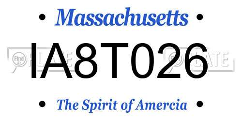 IA8T026 Massachusetts License Plate
