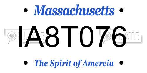 IA8T076 Massachusetts License Plate