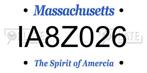 IA8Z026 Massachusetts License Plate