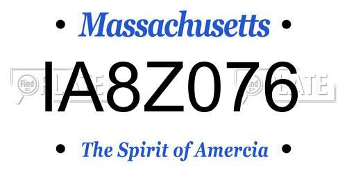 IA8Z076 Massachusetts License Plate