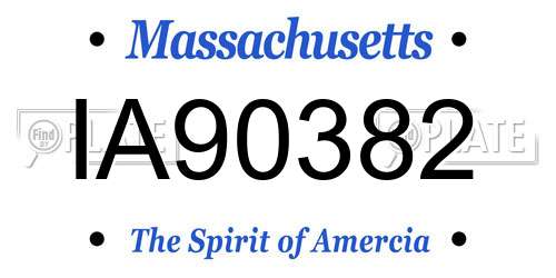 IA90382 Massachusetts License Plate