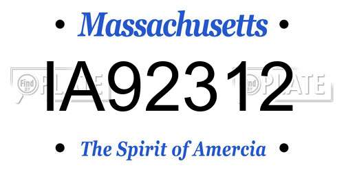IA92312 Massachusetts License Plate