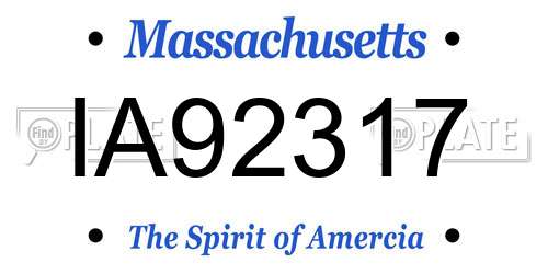IA92317 Massachusetts License Plate