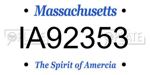 IA92353 Massachusetts License Plate