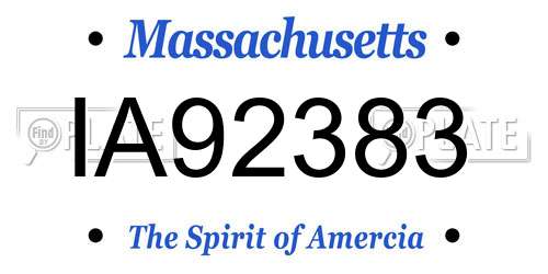 IA92383 Massachusetts License Plate