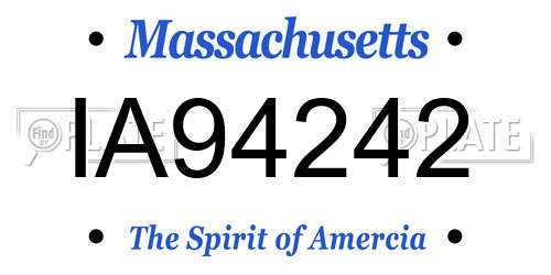 IA94242 Massachusetts License Plate