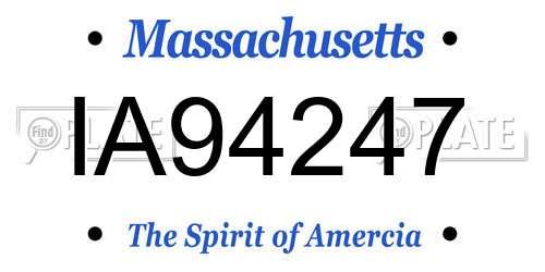 IA94247 Massachusetts License Plate