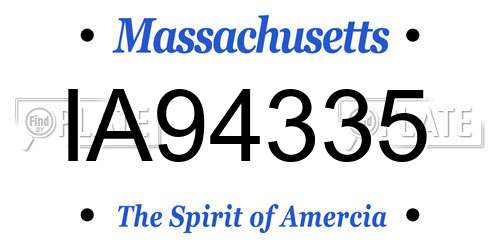IA94335 Massachusetts License Plate