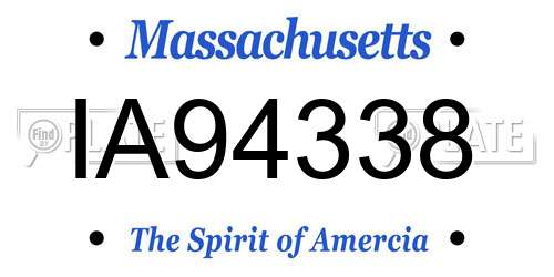 IA94338 Massachusetts License Plate
