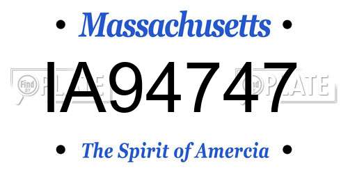IA94747 Massachusetts License Plate