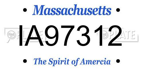 IA97312 Massachusetts License Plate