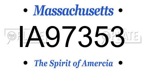 IA97353 Massachusetts License Plate