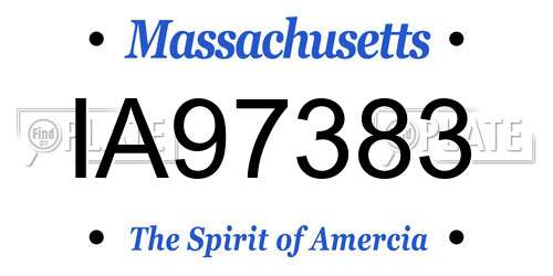 IA97383 Massachusetts License Plate