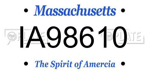 IA98610 Massachusetts License Plate