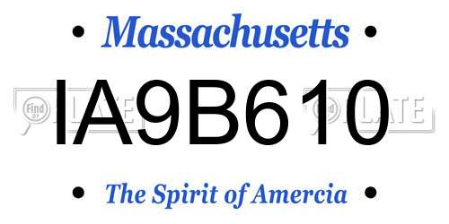 IA9B610 Massachusetts License Plate