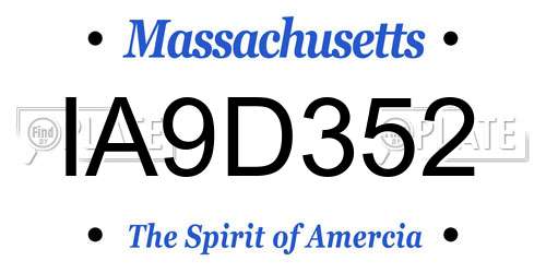 IA9D352 Massachusetts License Plate