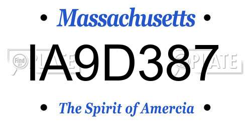 IA9D387 Massachusetts License Plate