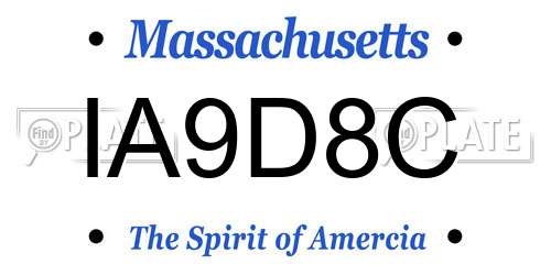 IA9D8C Massachusetts License Plate