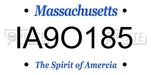 IA9O185 Massachusetts License Plate