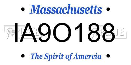 IA9O188 Massachusetts License Plate