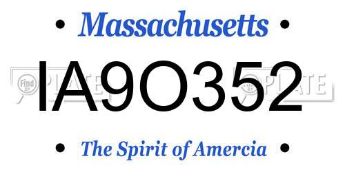 IA9O352 Massachusetts License Plate