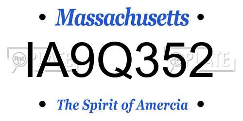IA9Q352 Massachusetts License Plate