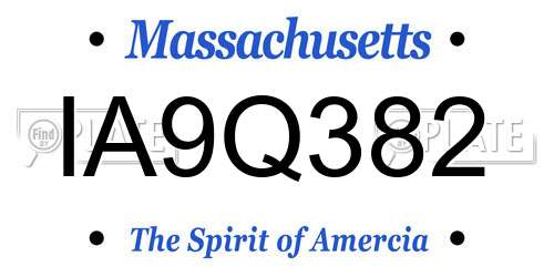 IA9Q382 Massachusetts License Plate