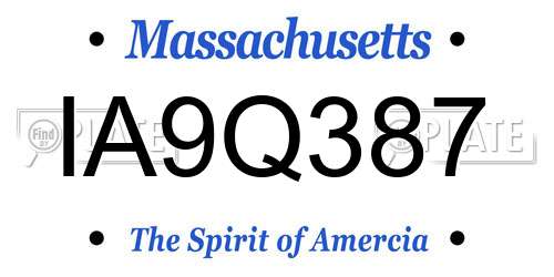 IA9Q387 Massachusetts License Plate