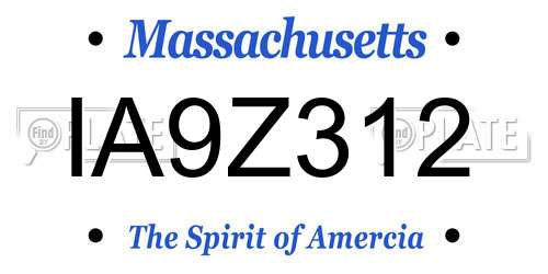 IA9Z312 Massachusetts License Plate