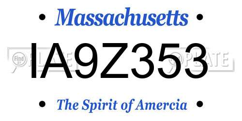 IA9Z353 Massachusetts License Plate