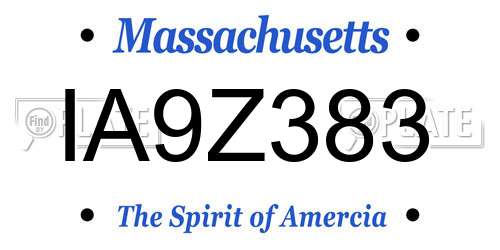 IA9Z383 Massachusetts License Plate