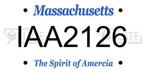 IAA2126 Massachusetts License Plate
