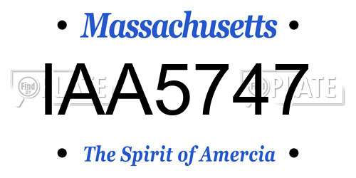 IAA5747 Massachusetts License Plate