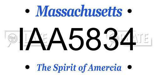 IAA5834 Massachusetts License Plate