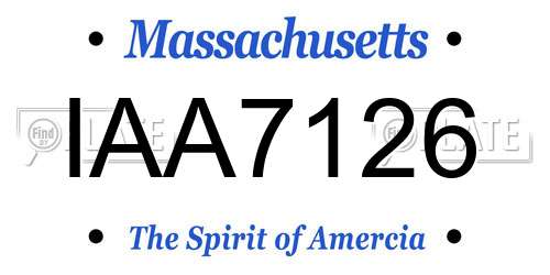 IAA7126 Massachusetts License Plate