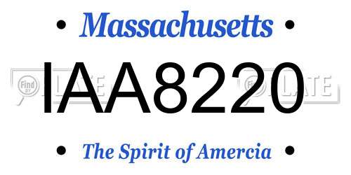 IAA8220 Massachusetts License Plate